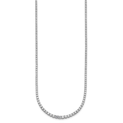 14K White Gold 5 3/8 Carat Lab Grown Diamond Vs+ F+ Complete Round 18 Inch Graduated Tennis Necklace