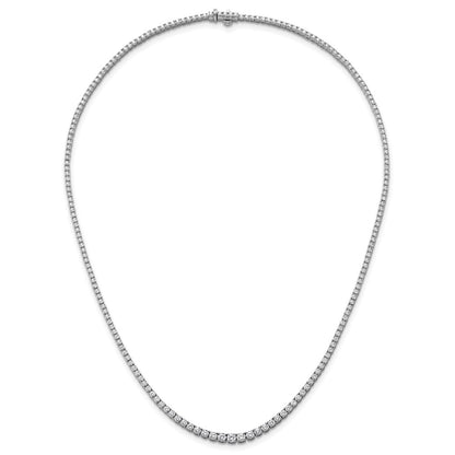 14K White Gold 5 3/8 Carat Lab Grown Diamond Vs+ F+ Complete Round 18 Inch Graduated Tennis Necklace