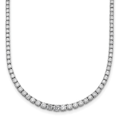 14K White Gold 5 3/8 Carat Lab Grown Diamond Vs+ F+ Complete Round 18 Inch Graduated Tennis Necklace