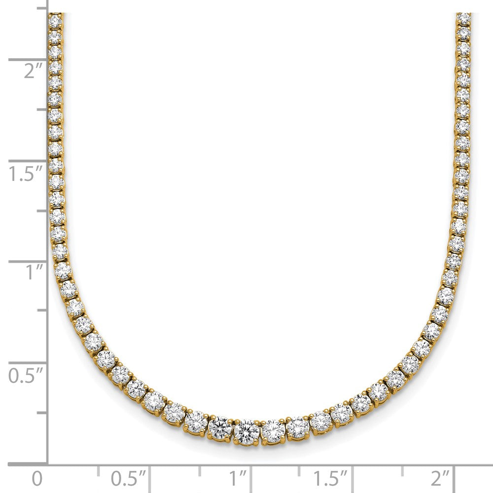 14K Yellow Gold 5 3/8 Carat Lab Grown Diamond Vs+ F+ Complete Round 18 Inch Graduated Tennis Necklace