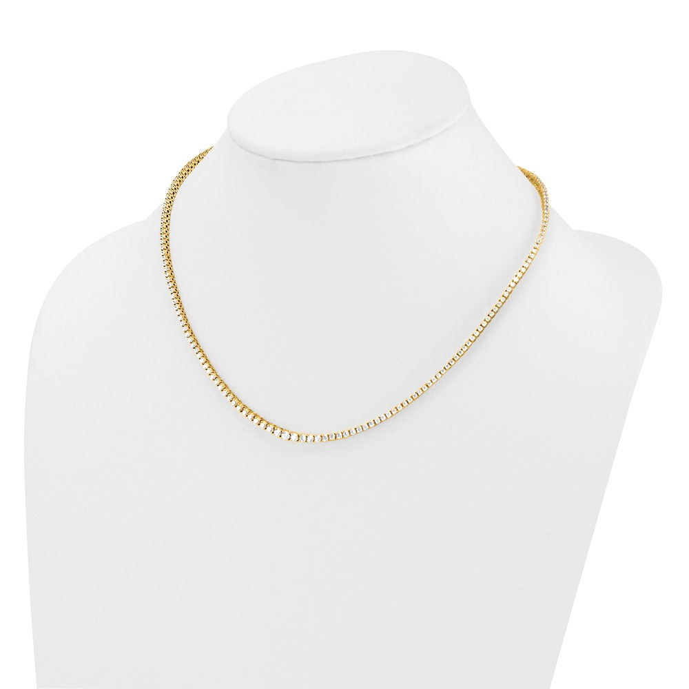14K Yellow Gold 5 3/8 Carat Lab Grown Diamond Vs+ F+ Complete Round 18 Inch Graduated Tennis Necklace