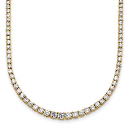 14K Yellow Gold 5 3/8 Carat Lab Grown Diamond Vs+ F+ Complete Round 18 Inch Graduated Tennis Necklace