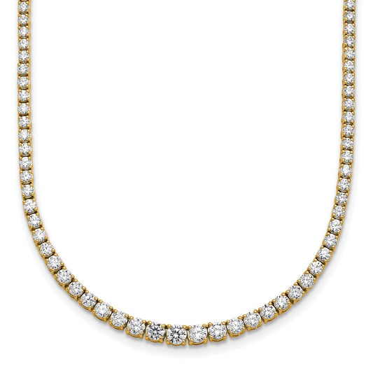 14K Yellow Gold 5 3/8 Carat Lab Grown Diamond Vs+ F+ Complete Round 18 Inch Graduated Tennis Necklace