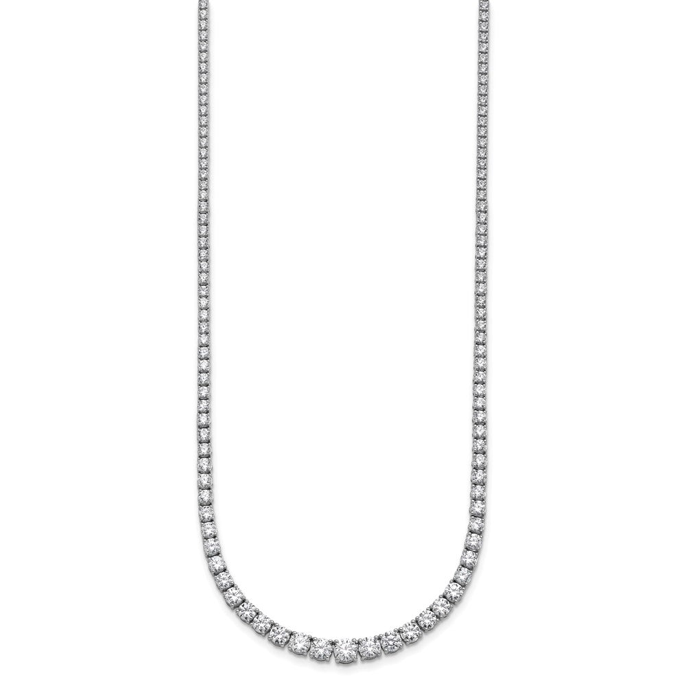 14K White Gold 9 7/8 Carat Lab Grown Diamond Vs+ F+ Complete Round 18 Inch Graduated Tennis Necklace