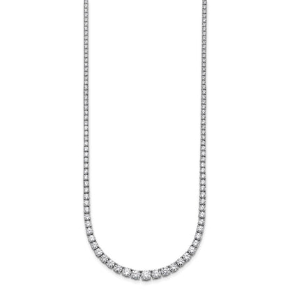 14K White Gold 9 7/8 Carat Lab Grown Diamond Vs+ F+ Complete Round 18 Inch Graduated Tennis Necklace