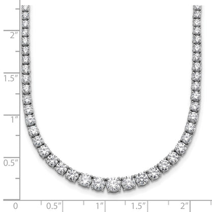 14K White Gold 9 7/8 Carat Lab Grown Diamond Vs+ F+ Complete Round 18 Inch Graduated Tennis Necklace