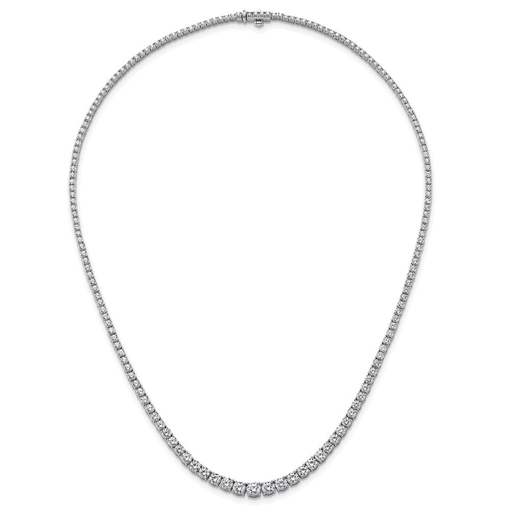 14K White Gold 9 7/8 Carat Lab Grown Diamond Vs+ F+ Complete Round 18 Inch Graduated Tennis Necklace