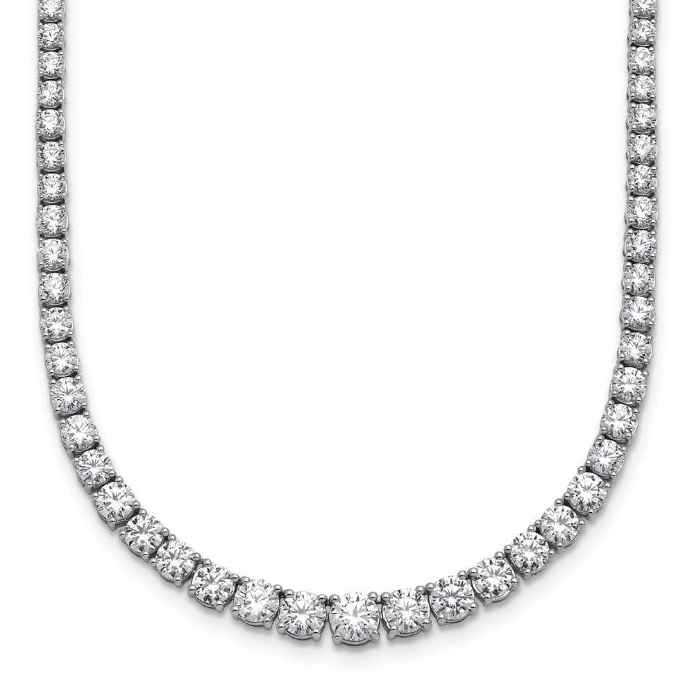14K White Gold 9 7/8 Carat Lab Grown Diamond Vs+ F+ Complete Round 18 Inch Graduated Tennis Necklace