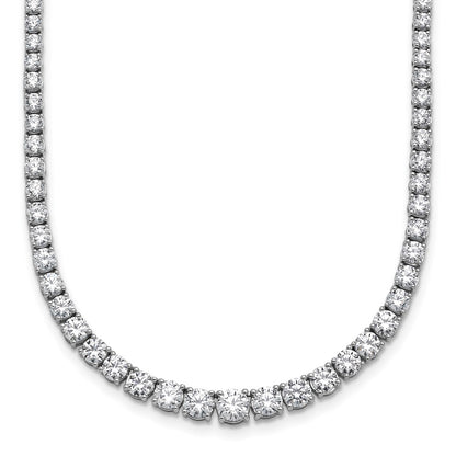 14K White Gold 9 7/8 Carat Lab Grown Diamond Vs+ F+ Complete Round 18 Inch Graduated Tennis Necklace