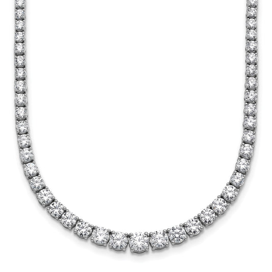 14K White Gold 9 7/8 Carat Lab Grown Diamond Vs+ F+ Complete Round 18 Inch Graduated Tennis Necklace