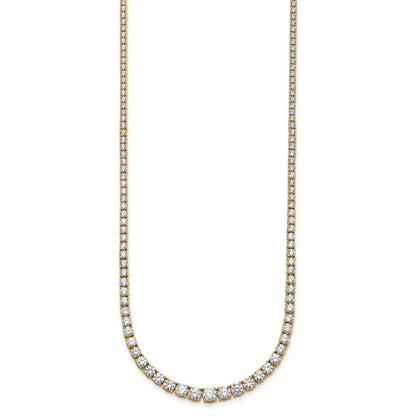 14K Yellow Gold 9 7/8 Carat Lab Grown Diamond Vs+ F+ Complete Round 18 Inch Graduated Tennis Necklace