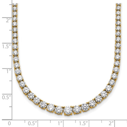 14K Yellow Gold 9 7/8 Carat Lab Grown Diamond Vs+ F+ Complete Round 18 Inch Graduated Tennis Necklace