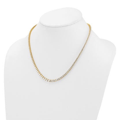 14K Yellow Gold 9 7/8 Carat Lab Grown Diamond Vs+ F+ Complete Round 18 Inch Graduated Tennis Necklace