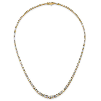 14K Yellow Gold 9 7/8 Carat Lab Grown Diamond Vs+ F+ Complete Round 18 Inch Graduated Tennis Necklace
