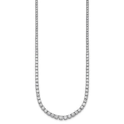 14K White Gold 14 1/2 Carat Lab Grown Diamond Vs+ F+ Complete Round 18 Inch Graduated Tennis Necklace