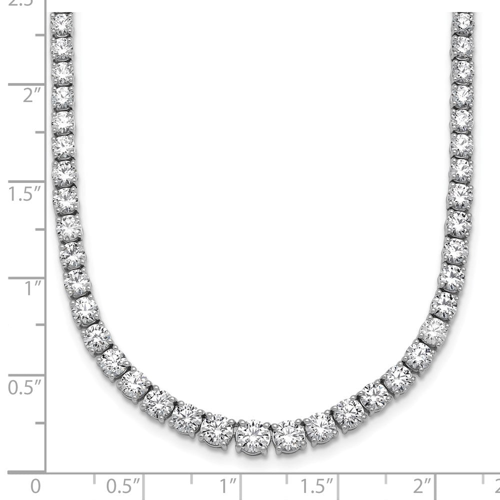 14K White Gold 14 1/2 Carat Lab Grown Diamond Vs+ F+ Complete Round 18 Inch Graduated Tennis Necklace