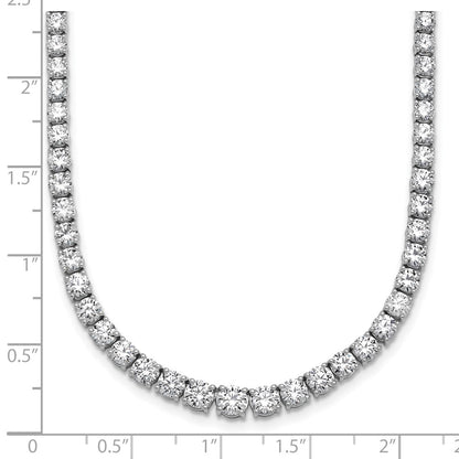 14K White Gold 14 1/2 Carat Lab Grown Diamond Vs+ F+ Complete Round 18 Inch Graduated Tennis Necklace