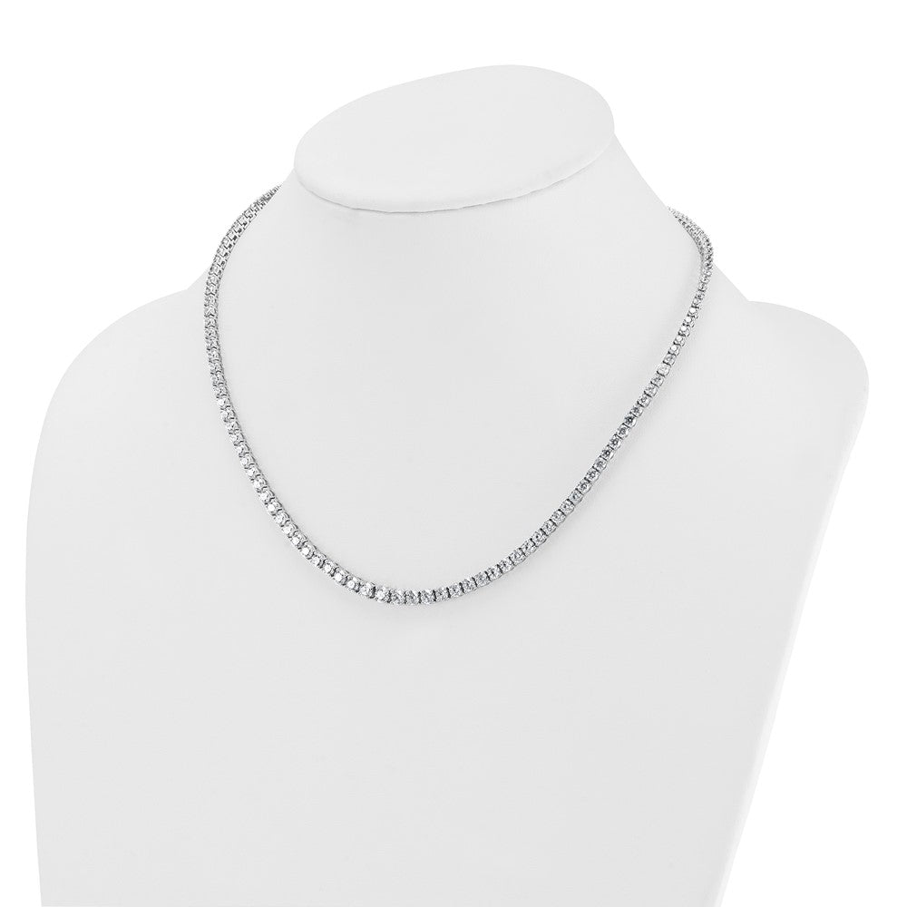 14K White Gold 14 1/2 Carat Lab Grown Diamond Vs+ F+ Complete Round 18 Inch Graduated Tennis Necklace