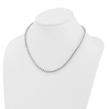 14K White Gold 14 1/2 Carat Lab Grown Diamond Vs+ F+ Complete Round 18 Inch Graduated Tennis Necklace