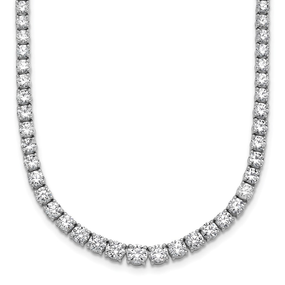 14K White Gold 14 1/2 Carat Lab Grown Diamond Vs+ F+ Complete Round 18 Inch Graduated Tennis Necklace