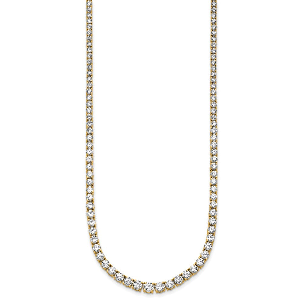 14K Yellow Gold 14 1/2 Carat Lab Grown Diamond Vs+ F+ Complete Round 18 Inch Graduated Tennis Necklace