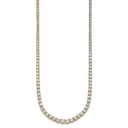 14K Yellow Gold 14 1/2 Carat Lab Grown Diamond Vs+ F+ Complete Round 18 Inch Graduated Tennis Necklace