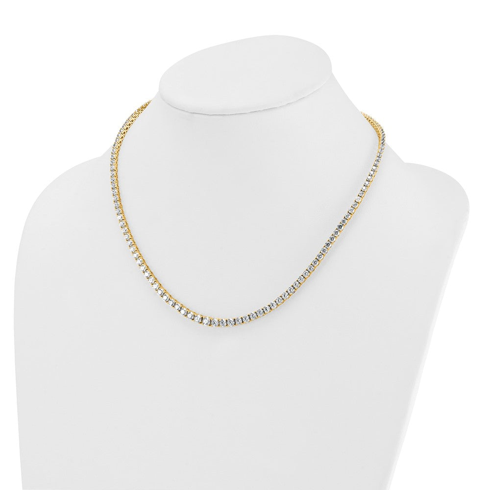 14K Yellow Gold 14 1/2 Carat Lab Grown Diamond Vs+ F+ Complete Round 18 Inch Graduated Tennis Necklace