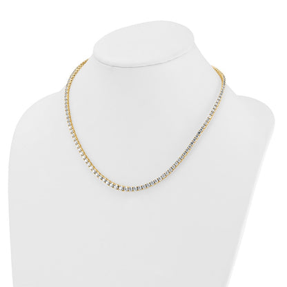 14K Yellow Gold 14 1/2 Carat Lab Grown Diamond Vs+ F+ Complete Round 18 Inch Graduated Tennis Necklace