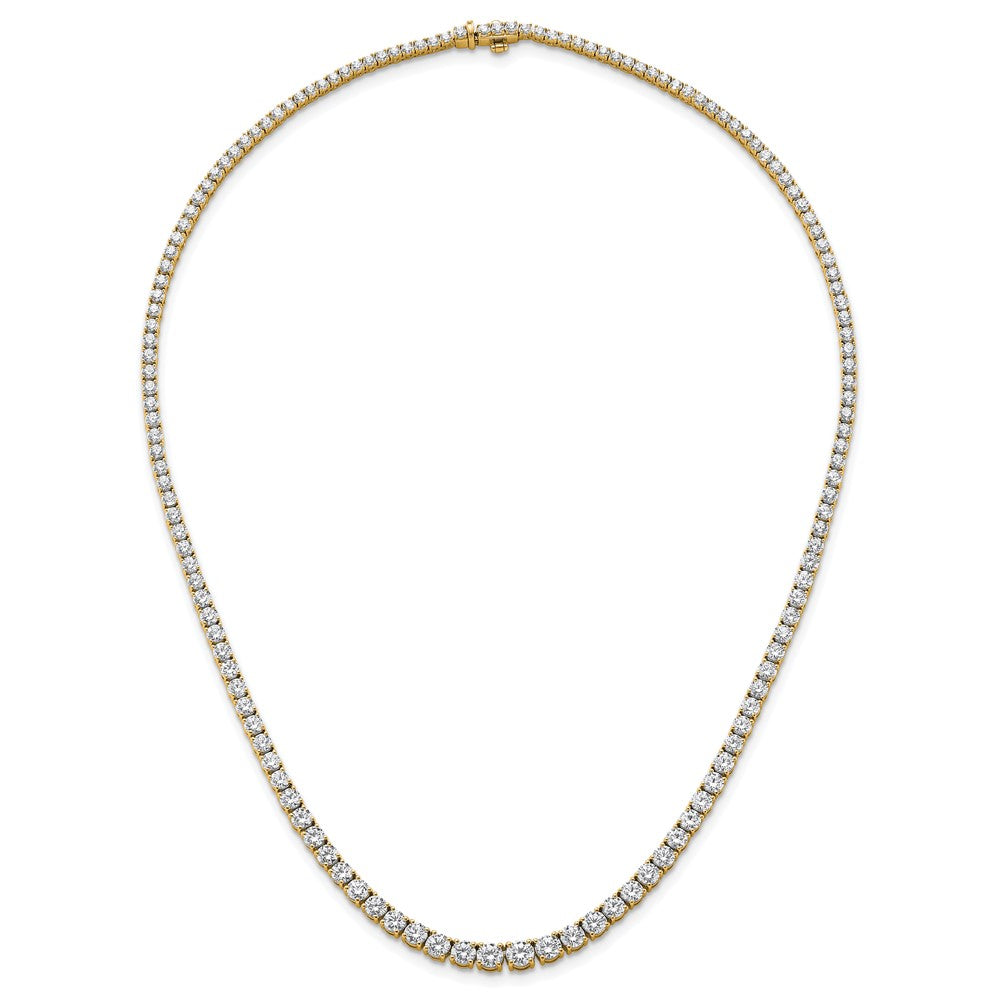 14K Yellow Gold 14 1/2 Carat Lab Grown Diamond Vs+ F+ Complete Round 18 Inch Graduated Tennis Necklace