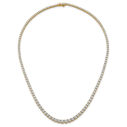 14K Yellow Gold 14 1/2 Carat Lab Grown Diamond Vs+ F+ Complete Round 18 Inch Graduated Tennis Necklace