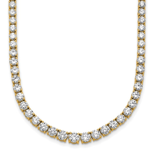 14K Yellow Gold 14 1/2 Carat Lab Grown Diamond Vs+ F+ Complete Round 18 Inch Graduated Tennis Necklace
