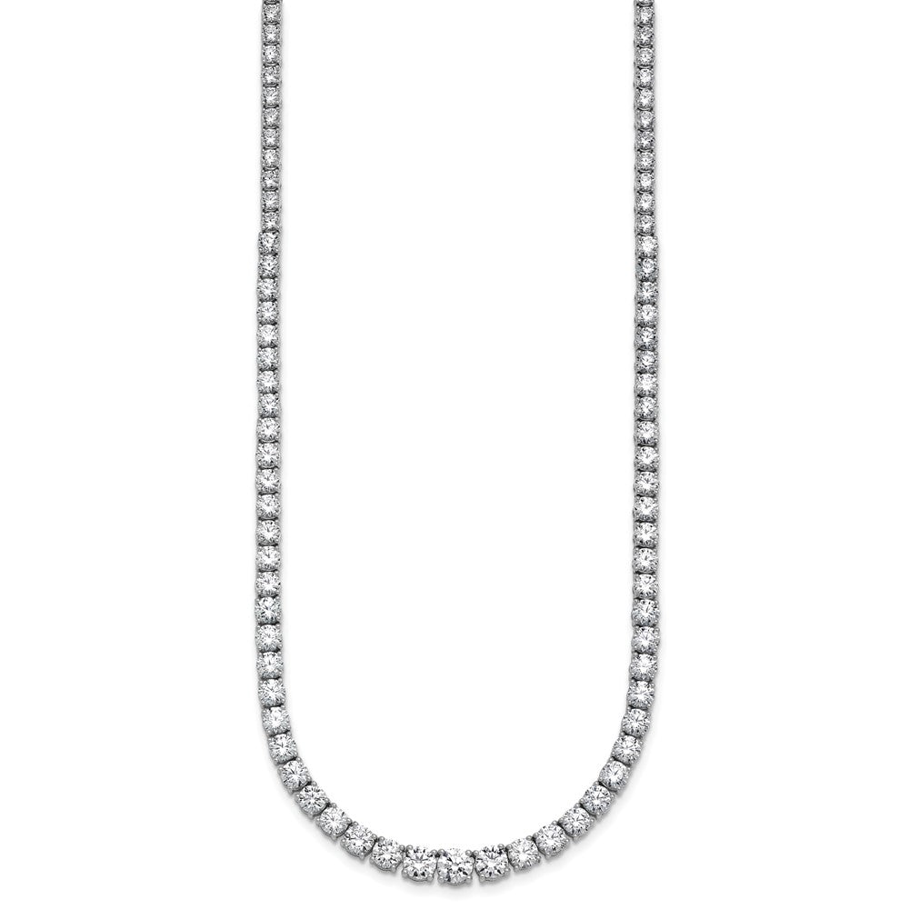 14K White Gold 18 7/8 Carat Lab Grown Diamond Vs+ F+ Complete Round Inch Graduated Tennis Necklace