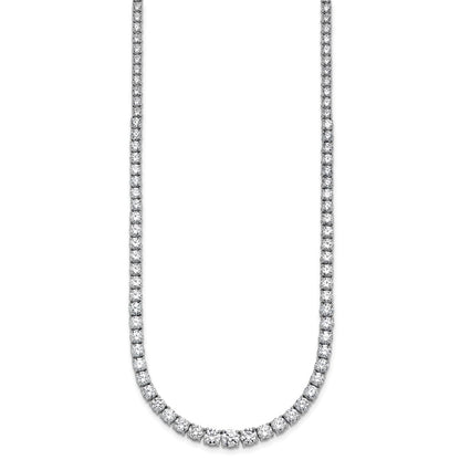 14K White Gold 18 7/8 Carat Lab Grown Diamond Vs+ F+ Complete Round Inch Graduated Tennis Necklace