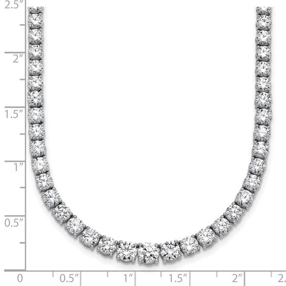 14K White Gold 18 7/8 Carat Lab Grown Diamond Vs+ F+ Complete Round Inch Graduated Tennis Necklace