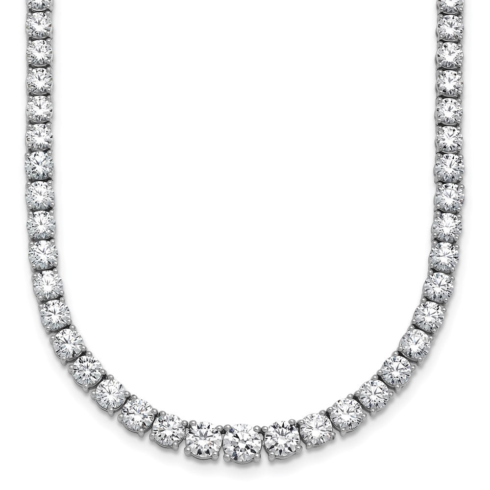 14K White Gold 18 7/8 Carat Lab Grown Diamond Vs+ F+ Complete Round Inch Graduated Tennis Necklace