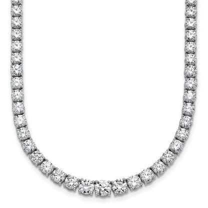 14K White Gold 18 7/8 Carat Lab Grown Diamond Vs+ F+ Complete Round Inch Graduated Tennis Necklace