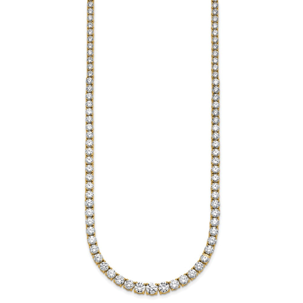 14K Yellow Gold 18 7/8 Carat Lab Grown Diamond Vs+ F+ Complete Round Inch Graduated Tennis Necklace