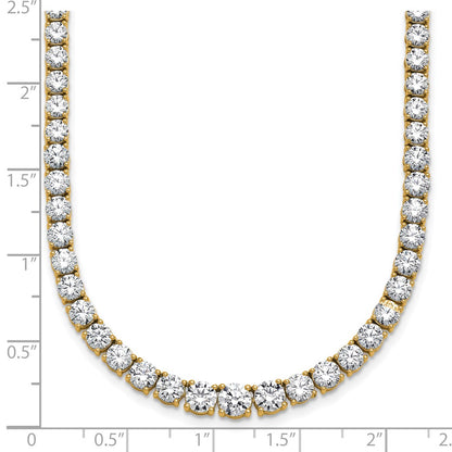 14K Yellow Gold 18 7/8 Carat Lab Grown Diamond Vs+ F+ Complete Round Inch Graduated Tennis Necklace