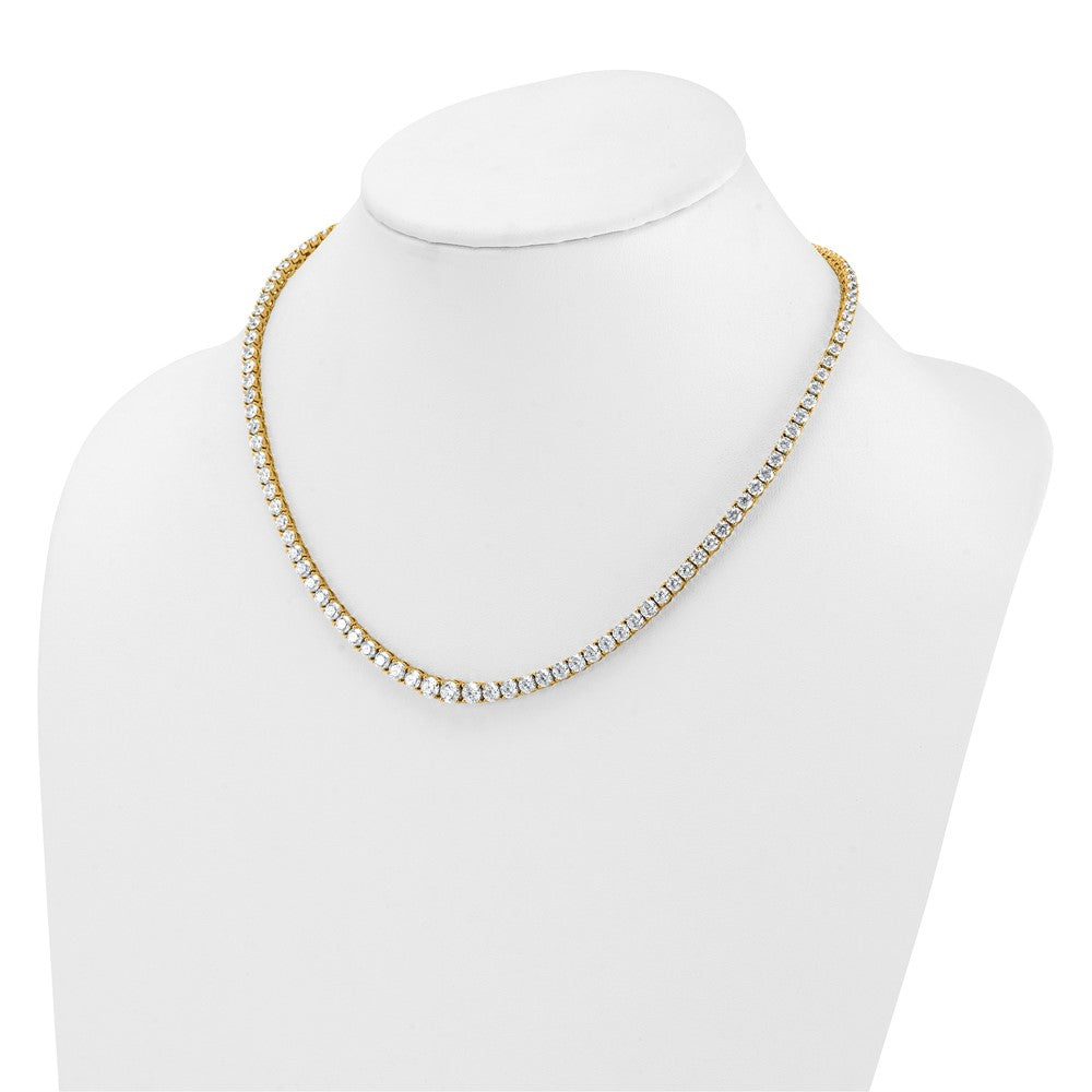 14K Yellow Gold 18 7/8 Carat Lab Grown Diamond Vs+ F+ Complete Round Inch Graduated Tennis Necklace