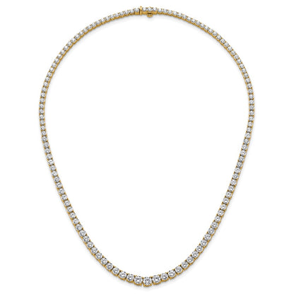 14K Yellow Gold 18 7/8 Carat Lab Grown Diamond Vs+ F+ Complete Round Inch Graduated Tennis Necklace