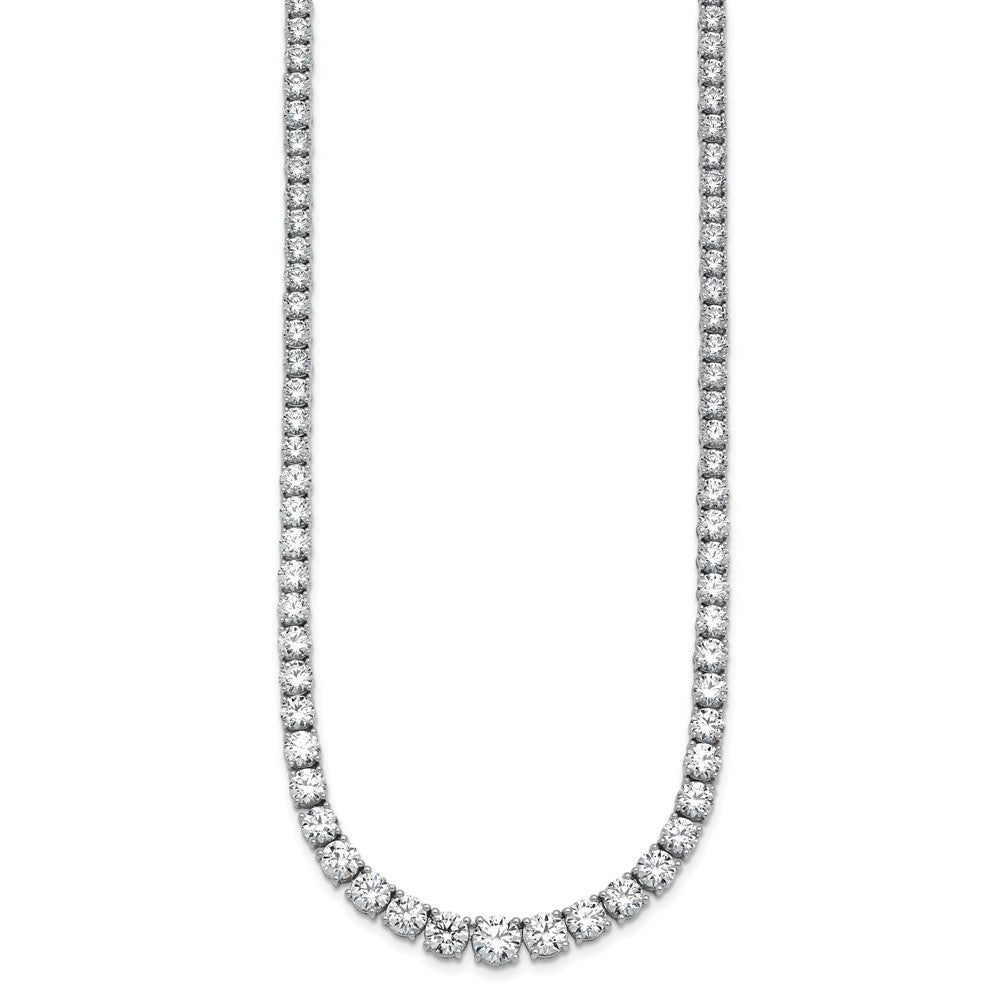 14K White Gold 28 1/2 Carat Lab Grown Diamond Vs+ F+ Complete Round 18 Inch Graduated Tennis Necklace