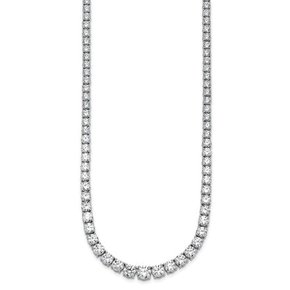 14K White Gold 28 1/2 Carat Lab Grown Diamond Vs+ F+ Complete Round 18 Inch Graduated Tennis Necklace