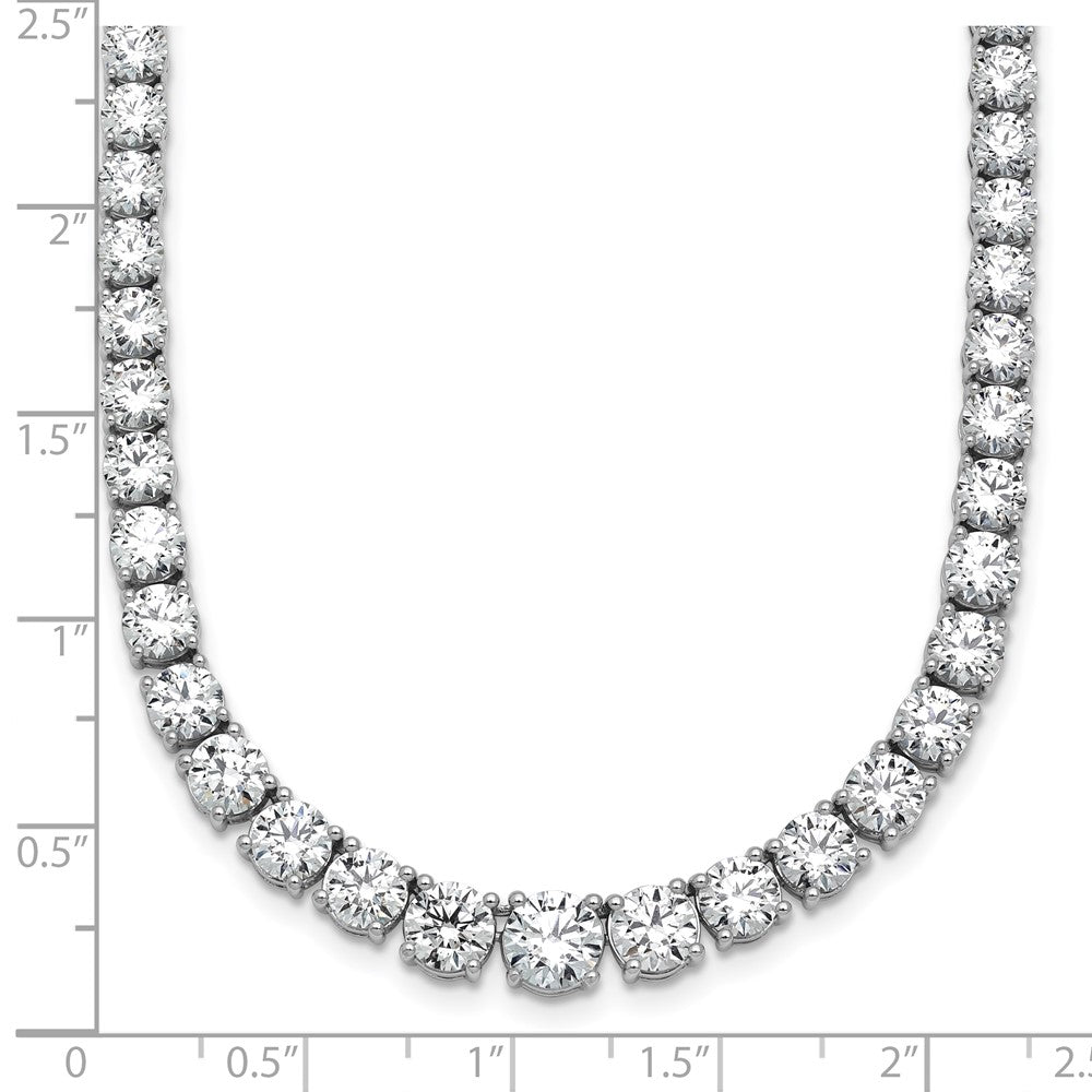14K White Gold 28 1/2 Carat Lab Grown Diamond Vs+ F+ Complete Round 18 Inch Graduated Tennis Necklace