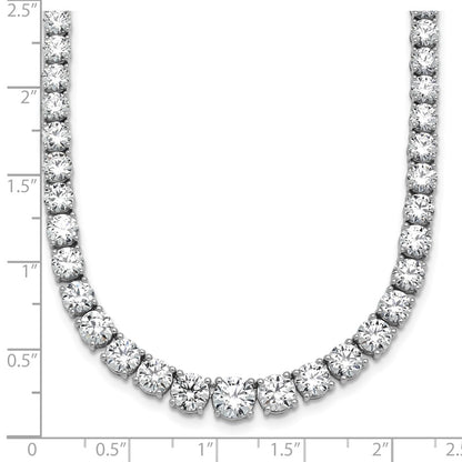 14K White Gold 28 1/2 Carat Lab Grown Diamond Vs+ F+ Complete Round 18 Inch Graduated Tennis Necklace