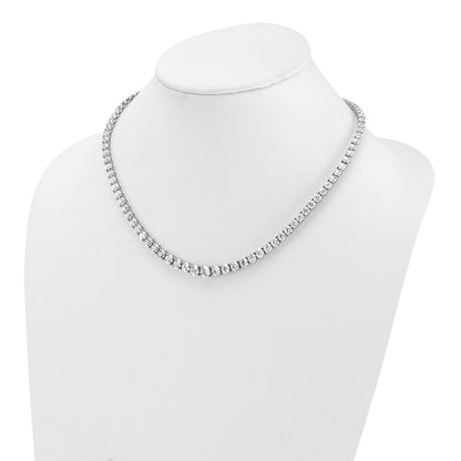 14K White Gold 28 1/2 Carat Lab Grown Diamond Vs+ F+ Complete Round 18 Inch Graduated Tennis Necklace