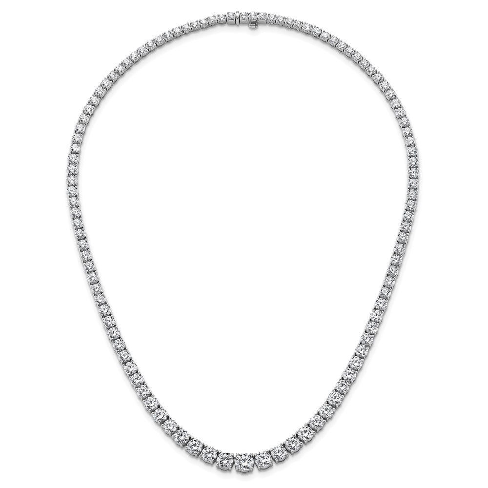 14K White Gold 28 1/2 Carat Lab Grown Diamond Vs+ F+ Complete Round 18 Inch Graduated Tennis Necklace