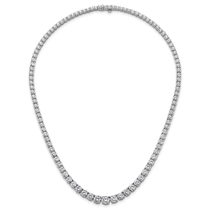 14K White Gold 28 1/2 Carat Lab Grown Diamond Vs+ F+ Complete Round 18 Inch Graduated Tennis Necklace