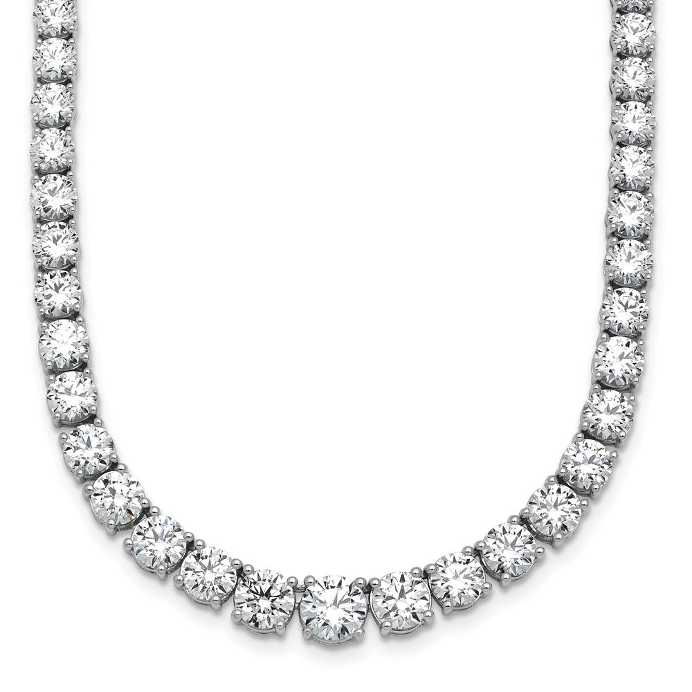 14K White Gold 28 1/2 Carat Lab Grown Diamond Vs+ F+ Complete Round 18 Inch Graduated Tennis Necklace