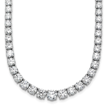 14K White Gold 28 1/2 Carat Lab Grown Diamond Vs+ F+ Complete Round 18 Inch Graduated Tennis Necklace