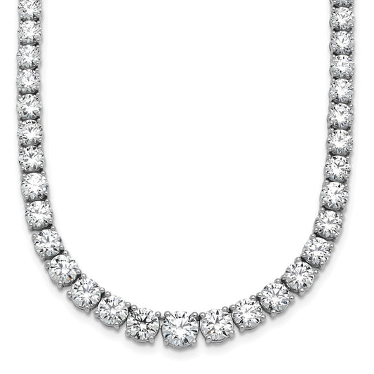 14K White Gold 28 1/2 Carat Lab Grown Diamond Vs+ F+ Complete Round 18 Inch Graduated Tennis Necklace